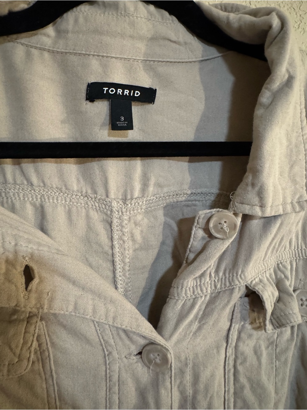 torrid Beige Utility Button-Front Jacket - Picture 4 of 5
